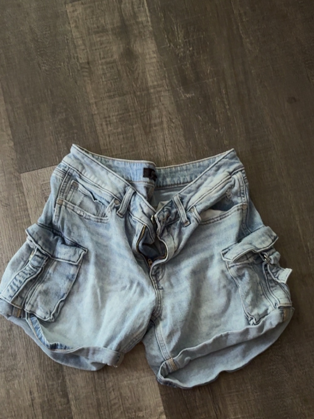 edge Light Blue Denim Cargo Shorts